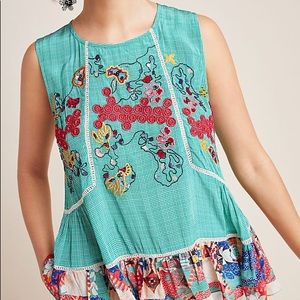 Anthropologie tropez embroidered top